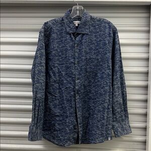 Peter Miller Men's Blue Patterned LongSleeve Shirt